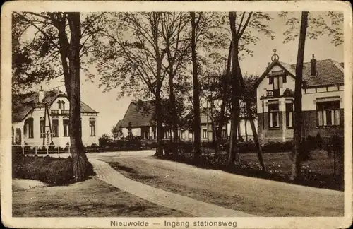 Ak Nieuwolda Groningen, Stationsweg