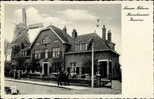 Ak Nieuweschans Nieuwe Schans Groningen Niederlande, Marechaussee-Kaserne, Windmühle