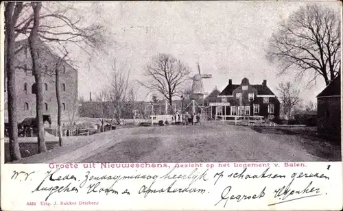 Ak Nieuweschans Nieuwe Schans Groningen Niederlande, Logement v. Balen, Windmühle