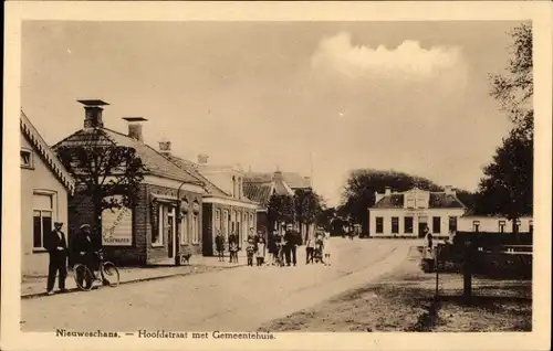 Ak Nieuweschans Groningen, Hoofdstraat, Rathaus