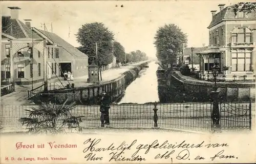 Ak Veendam Groningen Niederlande, Teilansicht, Kanal