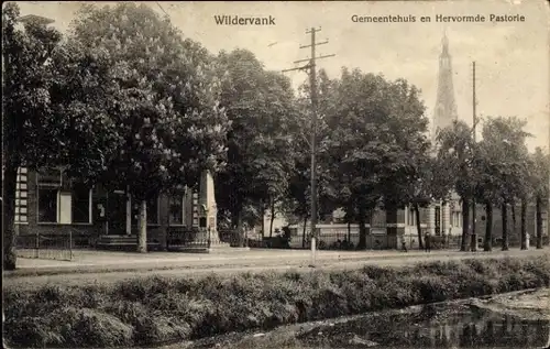 Ak Wildervank Groningen Niederlande, Rathaus, Denkmal, Pastorat