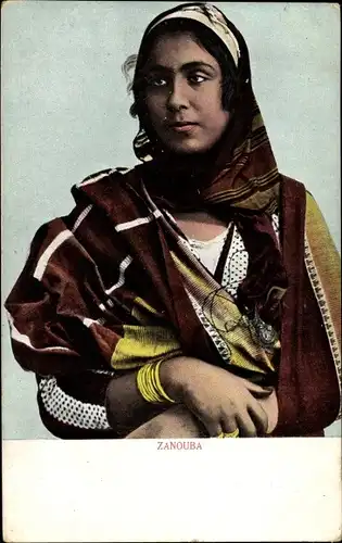 Ak Junge Araberin in Volkstracht, Portrait