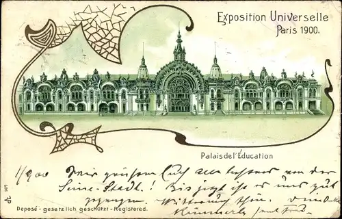 Litho Paris, Weltausstellung 1900, Exposition Universelle, Palais de l'Education