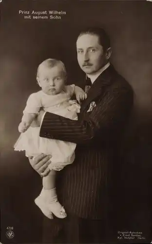 Ak Prinz August Wilhelm von Preußen mit seinem Sohn Alexander Ferdinand, NPG 4728