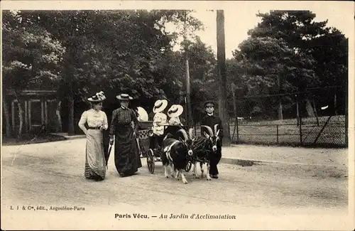 Ak Paris XVI Passy, Au Jardin d’Acclimatation, Ziegenkarre