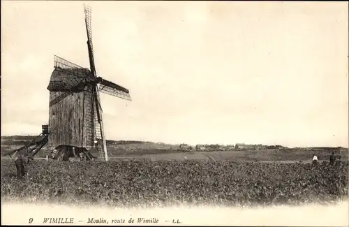 Ak Wimille Pas de Calais, Windmühle