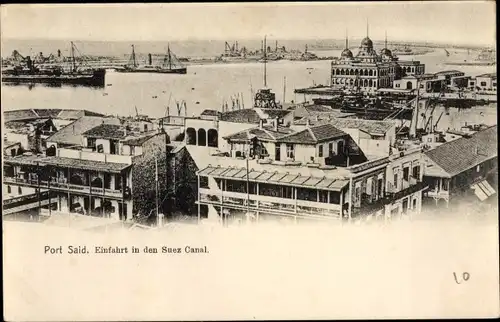 Ak Port Said Ägypten, Einfahrt in den Suez Canal