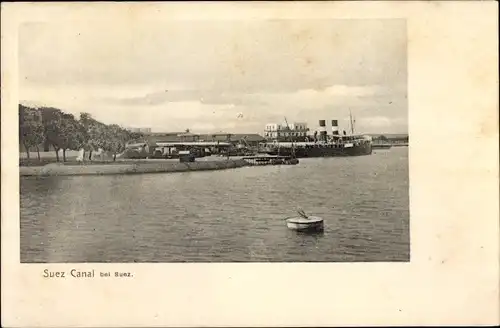 Ak Suez Ägypten, Suezkanal, Dampfer