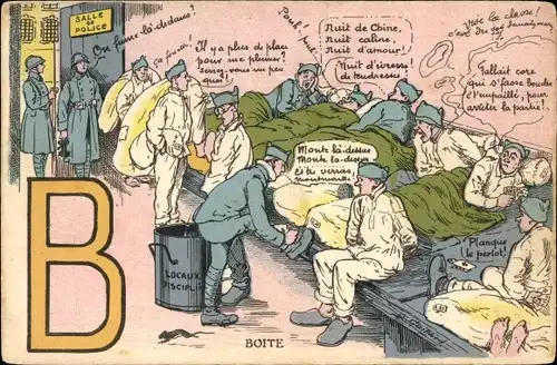 Buchstaben Ak Buchstabe B, französische Soldaten, Polizeistube