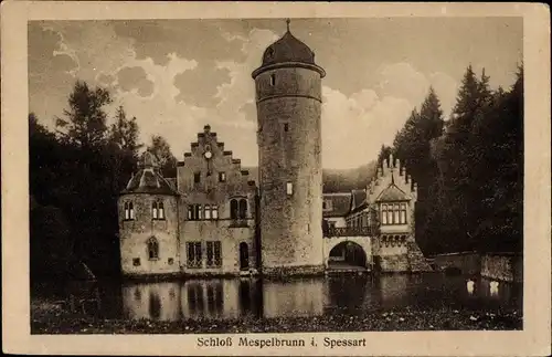 Ak Mespelbrunn im Spessart Unterfranken, Teich, Turm
