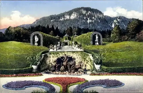 Ak Linderhof Ettal Oberbayern, Schloss Linderhof, Kaskade