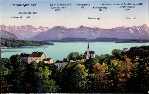 Ak Bernried am Starnberger See Oberbayern, Jocheralm, Heimgarten, Karwendel, Herzogstand