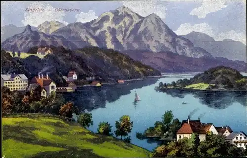 Ak Garmisch Partenkirchen in Oberbayern, Staffelsee, Gesamtansicht