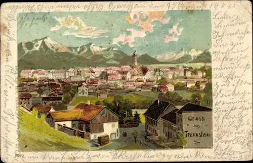 Litho Traunstein in Oberbayern, Panorama