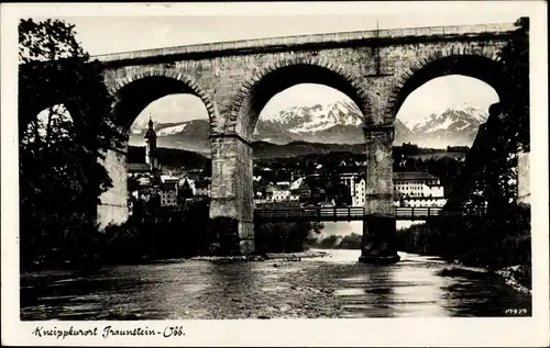 Ak Traunstein in Oberbayern, Brücke, Panorama