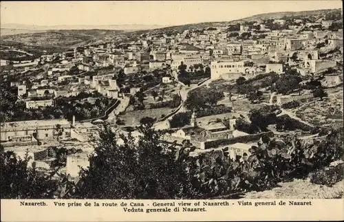 Ak Nazareth Israel, Blick über die Stadt, Kirche, Wohngebäude