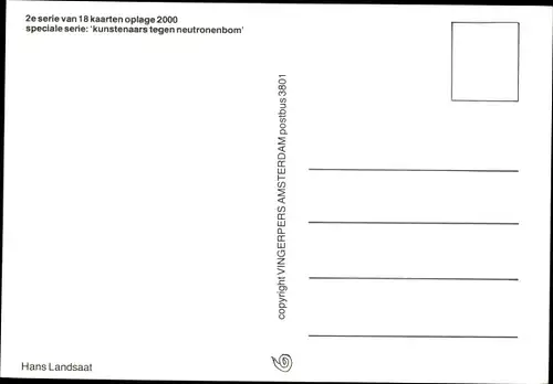 Künstler Ak Landsaat, Hans, Stoppt die Neutronenbombe, kunstenaars tegen neutronenbom