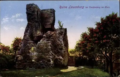Ak Stecklenberg Thale im Harz, Ruine Lauenburg, Treppe