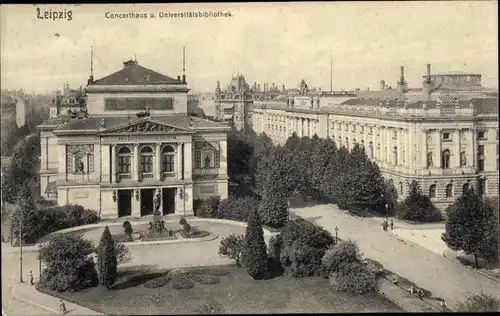 Ak Leipzig in Sachsen, Konzerthaus, Universitätsbibliothek