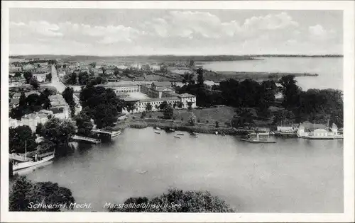 Ak Schwerin in Mecklenburg, Marstallhalbinsel und See