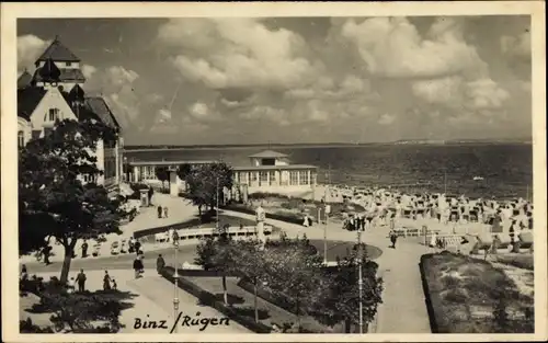 Ak Seebad Binz auf Rügen, Blick zum Strand, Promenade