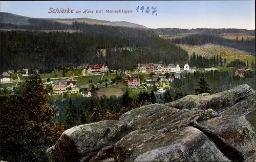 Ak Schierke Wernigerode am Harz, Teilansicht mit Mauseklippe