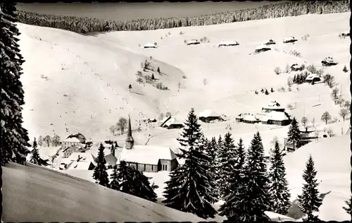 Ak Muggenbrunn Todtnau im Südschwarzwald, Teilansicht vom Ort, Winter