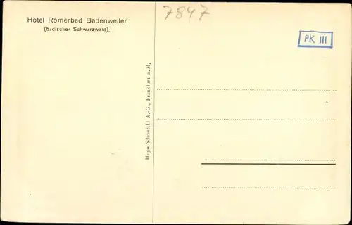 Ak Badenweiler im Schwarzwald, Hotel Römerbad