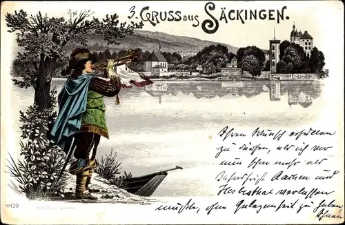 Litho Bad Säckingen am Hochrhein, Trompeter von Säckingen