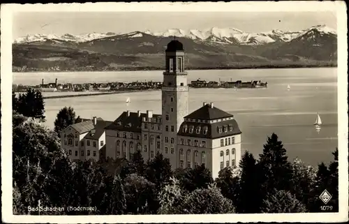 Ak Bad Schachen Lindau am Bodensee Schwaben, Bodensee, Gebirge, Turm