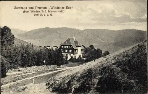 Ak Wieden im Schwarzwald, Gasthaus und Pension Wiedener Eck