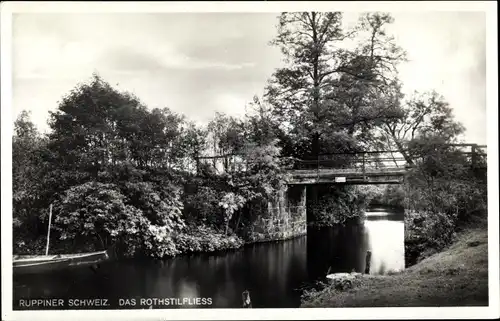 Ak Neuruppin in Brandenburg, Rothstilfliess, Ruppiner Schweiz, Brücke