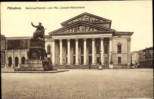 Ak München, Nationaltheater und Max Joseph-Monument