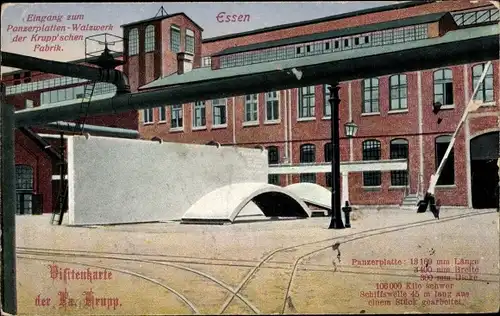 Ak Essen im Ruhrgebiet, Eingang zum Panzerplatten Walzwerk, Krupp Werke