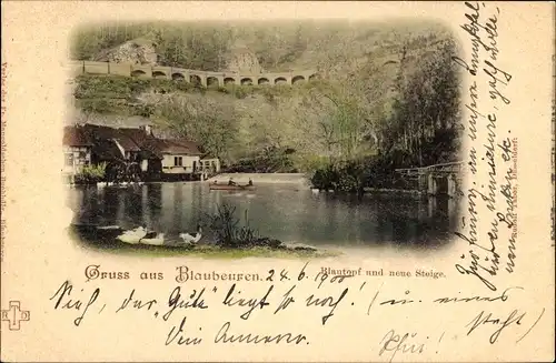 Ak Blaubeuren in Württemberg, Blautopf, neue Steige