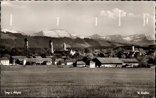 Ak Isny im Allgäu, Panorama, Berge