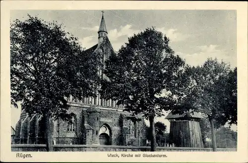 Ak Wiek auf Rügen, Kirche mit Glockenturm