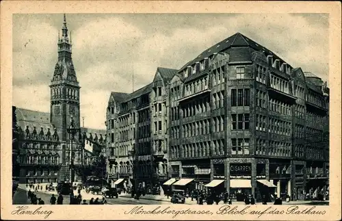 Ak Hamburg Mitte Altstadt, Mönckebergstraße, Rathaus, Geschäfte