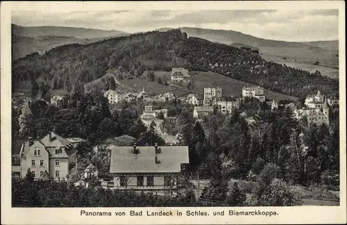 Ak Lądek Zdrój Bad Landeck Schlesien, Panorama, Bismarckkoppe