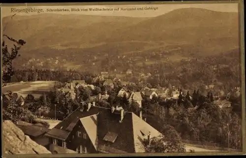 Ak Szklarska Poręba Schreiberhau Riesengebirge Schlesien, Mariental, Blick vom Weißbachstein
