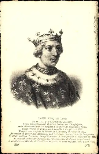 Ak Ludwig VIII., Der Löwe, König von Frankreich