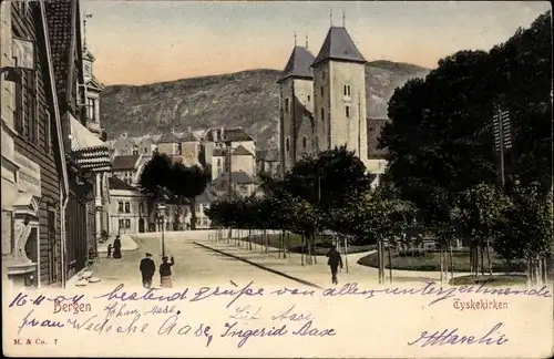 Ak Bergen Norwegen, Tyskekirken