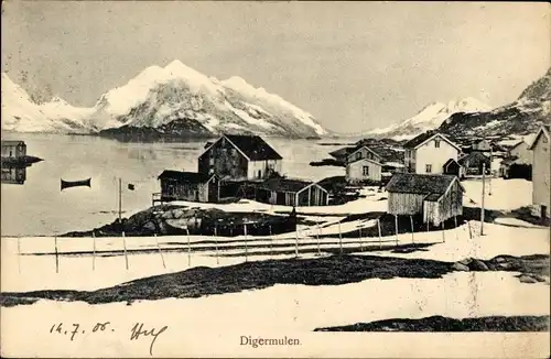 Ak Digermulen Norwegen, Dorfidyll im Winter