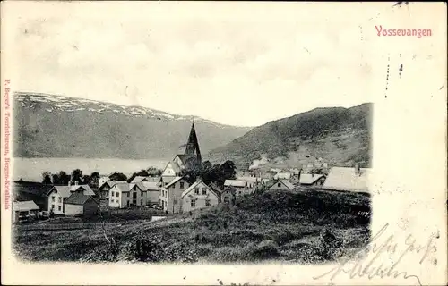 Ak Vossevangen Norwegen, Ort, Kirche, Panorama