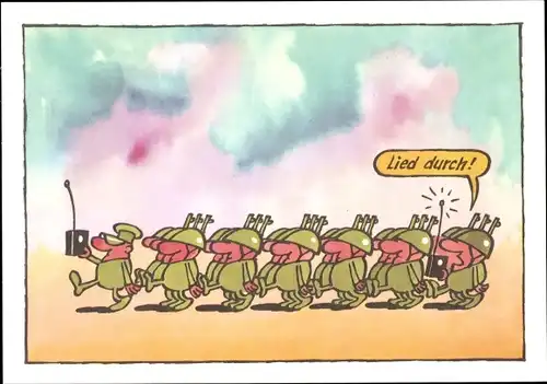 Künstler Ak Moese, Willy, Lied durch, NVA Soldaten marschieren, Funkgerät