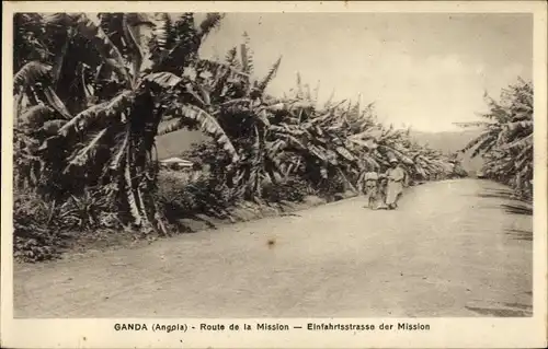 Ak Ganda Angola, Einfahrtstraße der Mission