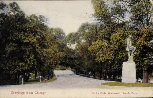 Ak Chicago Illinois USA, De La Salle Monument, Lincoln Park