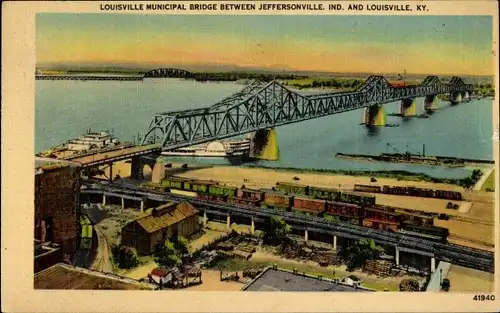 Ak Louisville Kentucky USA, Stadtbrücke zwischen Jeffersonville Ind. und Louisville