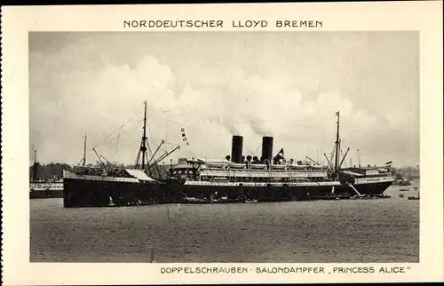 Ak Norddeutscher Lloyd Bremen, Doppelschrauben-Salondampfer Princess Alice